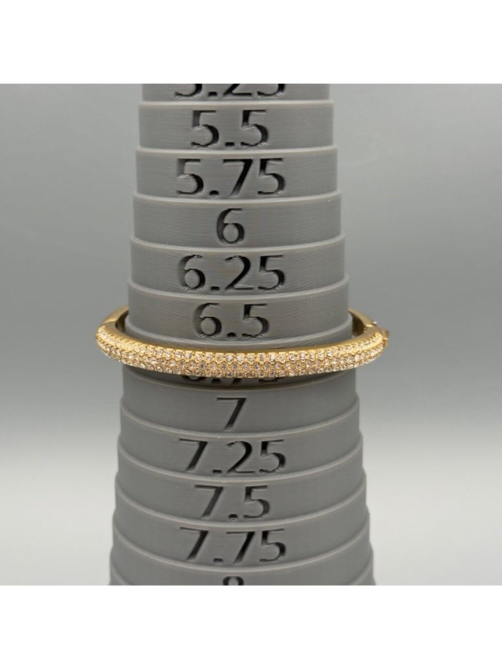 Vintage Gold Tone Pave Rhinestone Hinged Bangle Bracelet Modernist Classic - Picture 4 of 11